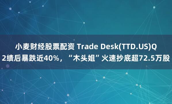 小麦财经股票配资 Trade Desk(TTD.US)Q2绩后暴跌近40%，“木头姐”火速抄底超72.5万股