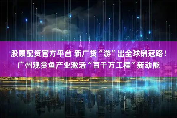 股票配资官方平台 新广货“游”出全球销冠路！广州观赏鱼产业激活“百千万工程”新动能